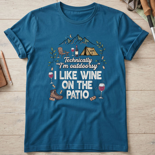 Technically I'm Outdoorsy I Like Wine On The Patio T-Shirt